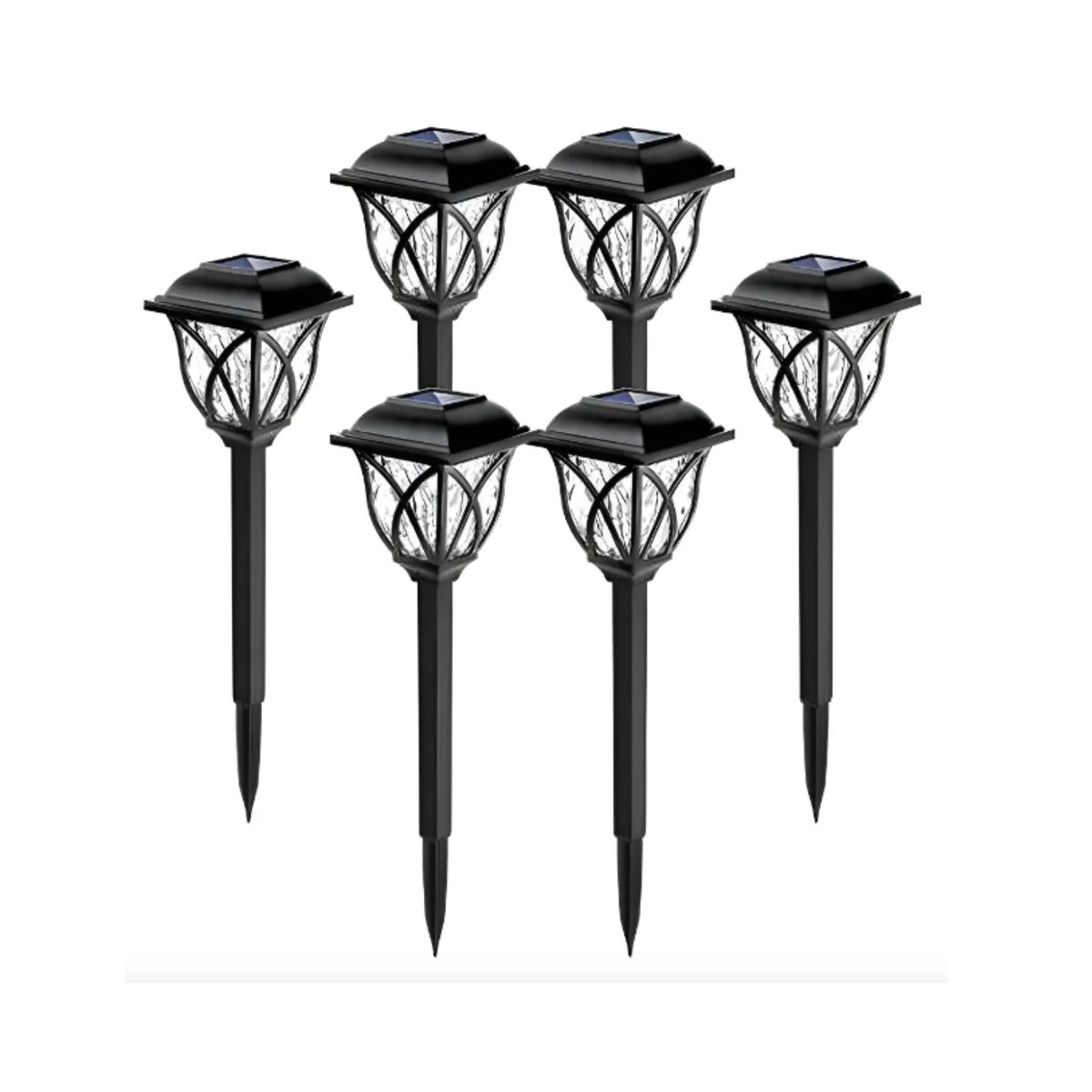 GENERICO - Pack X6 Faroles Solar Estaca Exterior Jardín Iluminación Negro