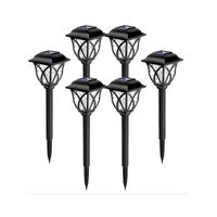 Pack X6 Faroles Solar Estaca Exterior Jardín Iluminación Negro