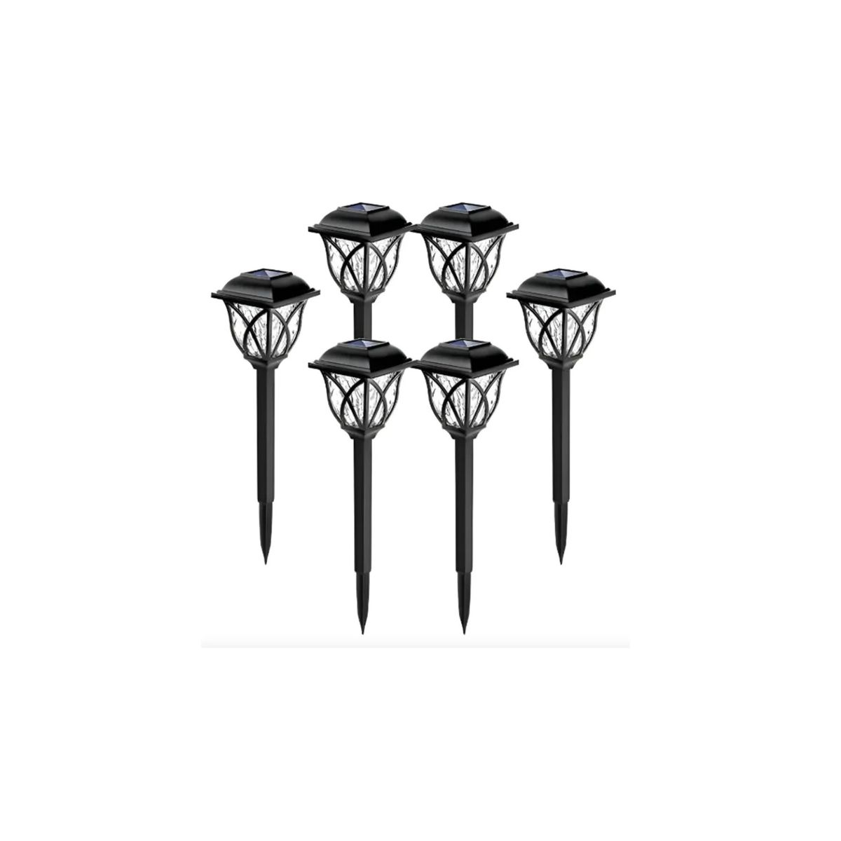 GENERICO - Pack X6 Faroles Solar Estaca Exterior Jardín Iluminación Negro