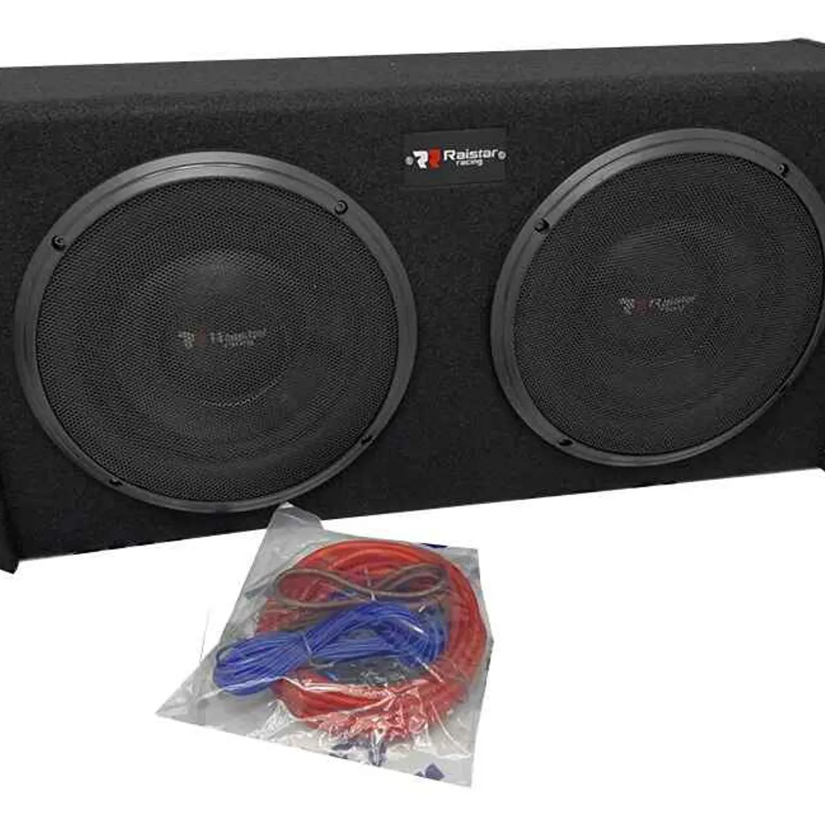 GENERICO - Subwoofer Doble Amplificado 10 Pulgadas Raistar Negro
