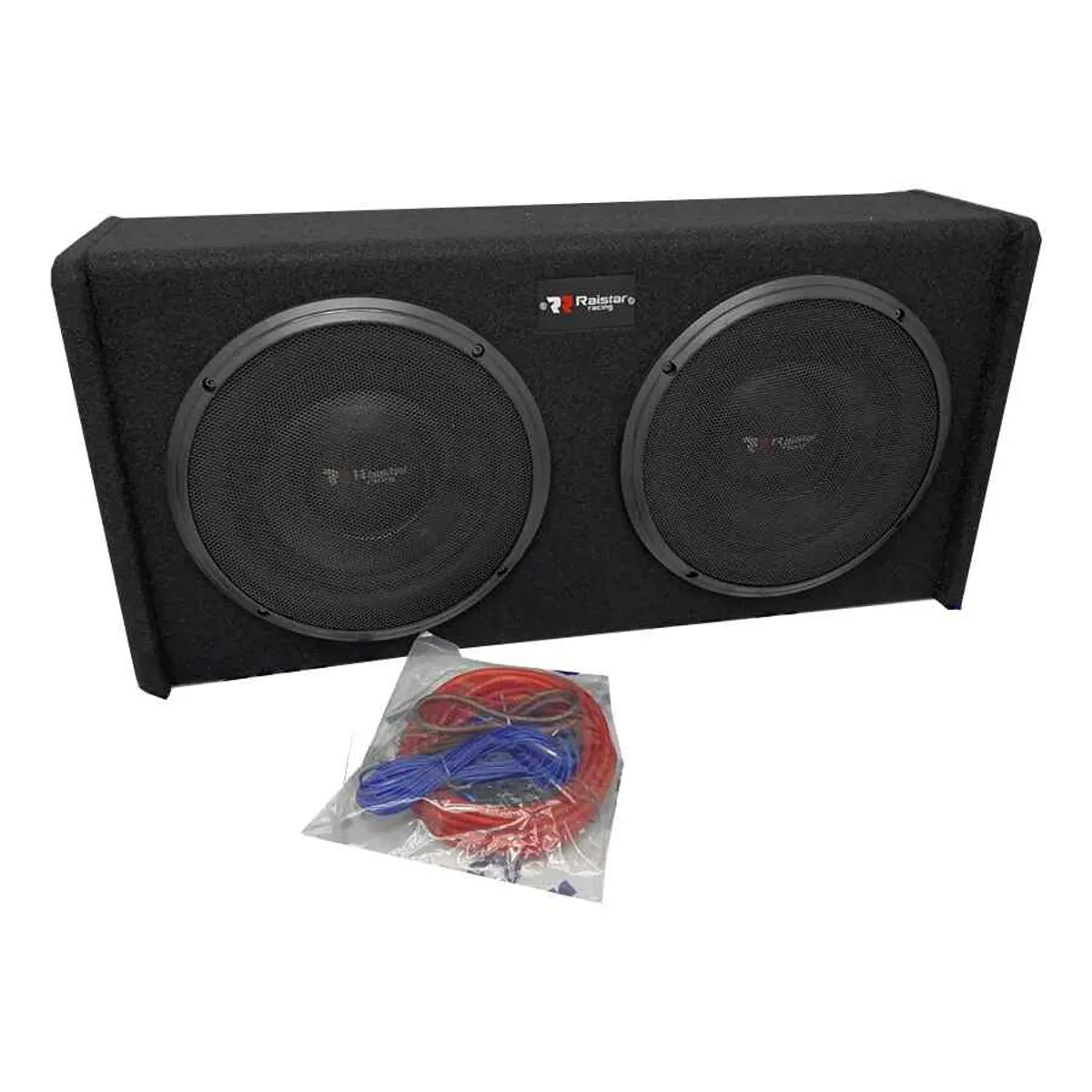 GENERICO - Subwoofer Doble Amplificado 10 Pulgadas Raistar Negro