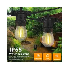 GENERICO - Guirnalda Solar Led 20 Ampolletas 5 Metros Luz Cálida 2700k Luz Blanco Cálido