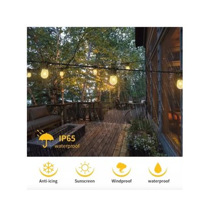 Imagen 2 del producto Guirnalda Solar Led 20 Ampolletas 5 Metros Luz Cálida 2700k Luz Blanco Cálido