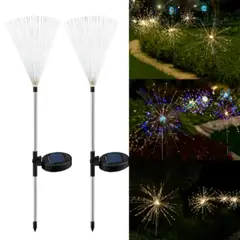 GENERICO - Pack X2 Luces Multicolor Solares Micro Led Fuego Artificial