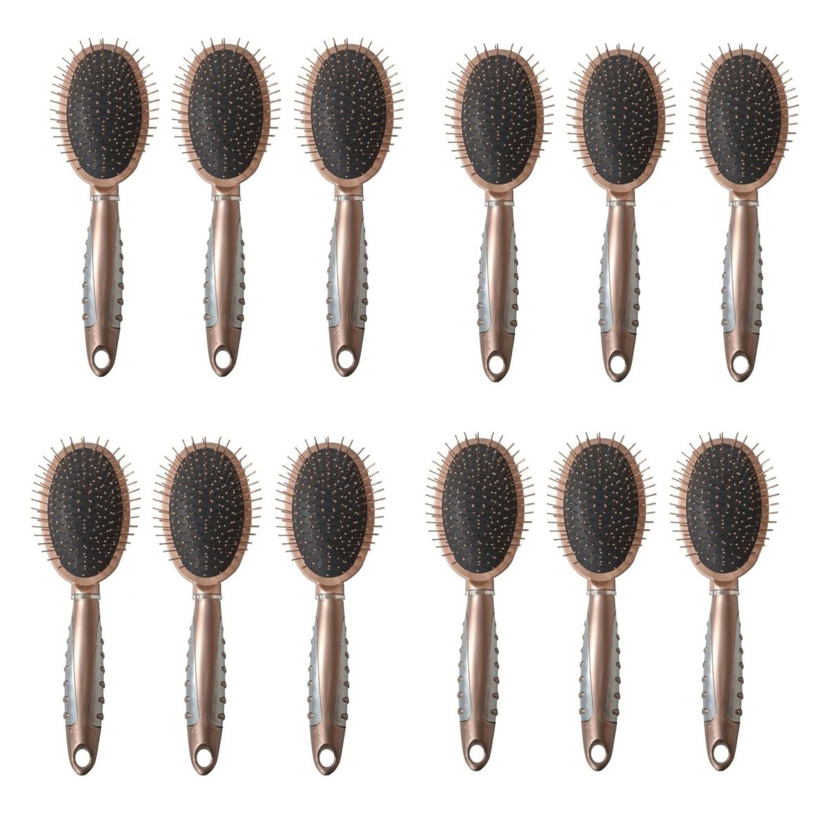 GENERICO - Pack 12 Cepillos Cabello en Cobre Anti Frizz
