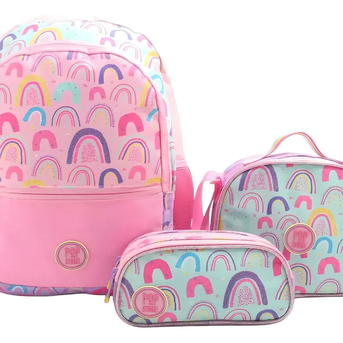 GENERICO - Set Mochila Escolar Lonchera Estuche Pop Street Rosa