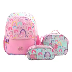 GENERICO - Set Mochila Escolar Lonchera Estuche Pop Street Rosa