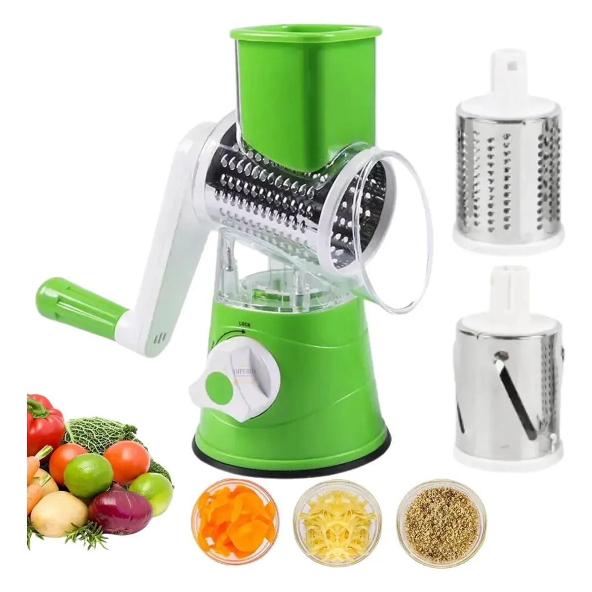 GENERICO - Picadora Verduras Manual Multifuncional Cuchillas Acero Inox