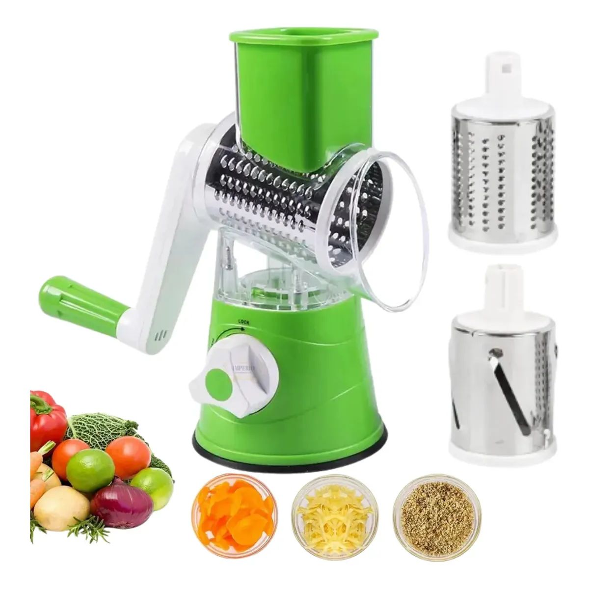 GENERICO - Picadora Verduras Manual Multifuncional Cuchillas Acero Inox