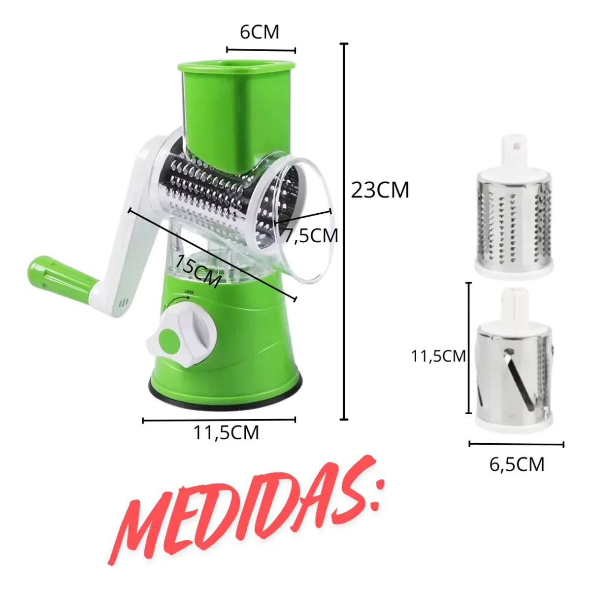 GENERICO - Picadora Verduras Manual Multifuncional Cuchillas Acero Inox