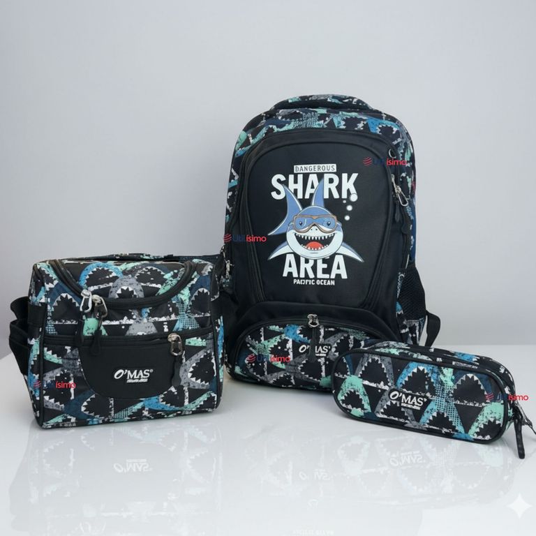 Mochila Escolar Kit Con Estuche y Lonchera 45 cm Tela Oxford Baby Shark Nino Multicolor TALLA UNICA