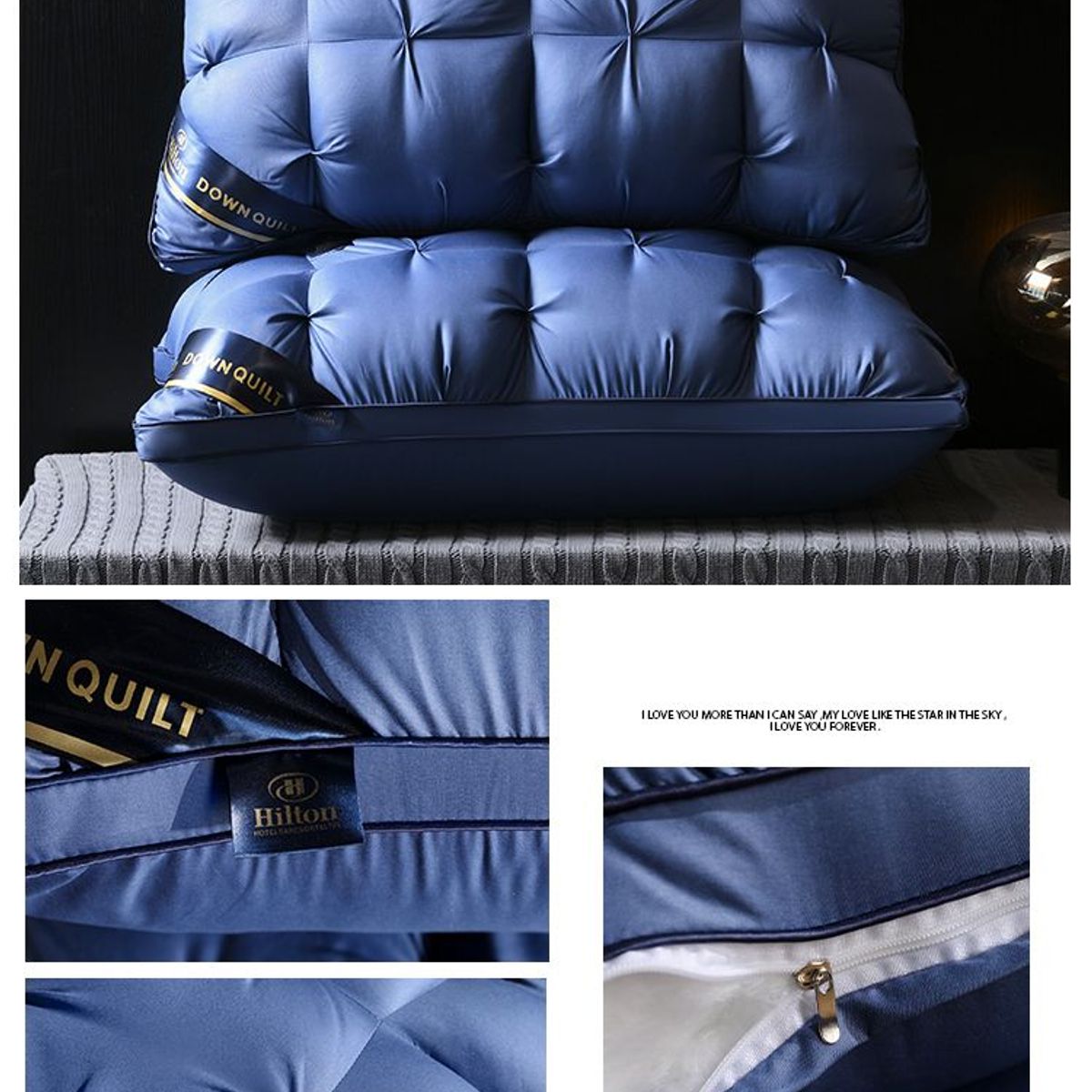 GENERICO - ALMOHADA AZUL  70x50 Cm Pack De 2 IDEAL PARA DORMITORIO SUAVE Y COMODA TFI