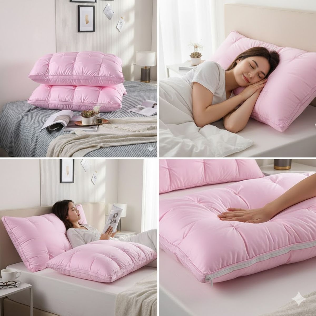 GENERICO - ALMOHADA  ROSA  70x50 Cm Pack De 2 IDEAL PARA DORMITORIO SUAVE Y COMODA TFI