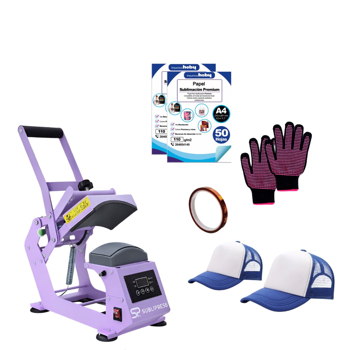 GENERICO - Estampadora de gorros Sublipress Kit insumos  K278
