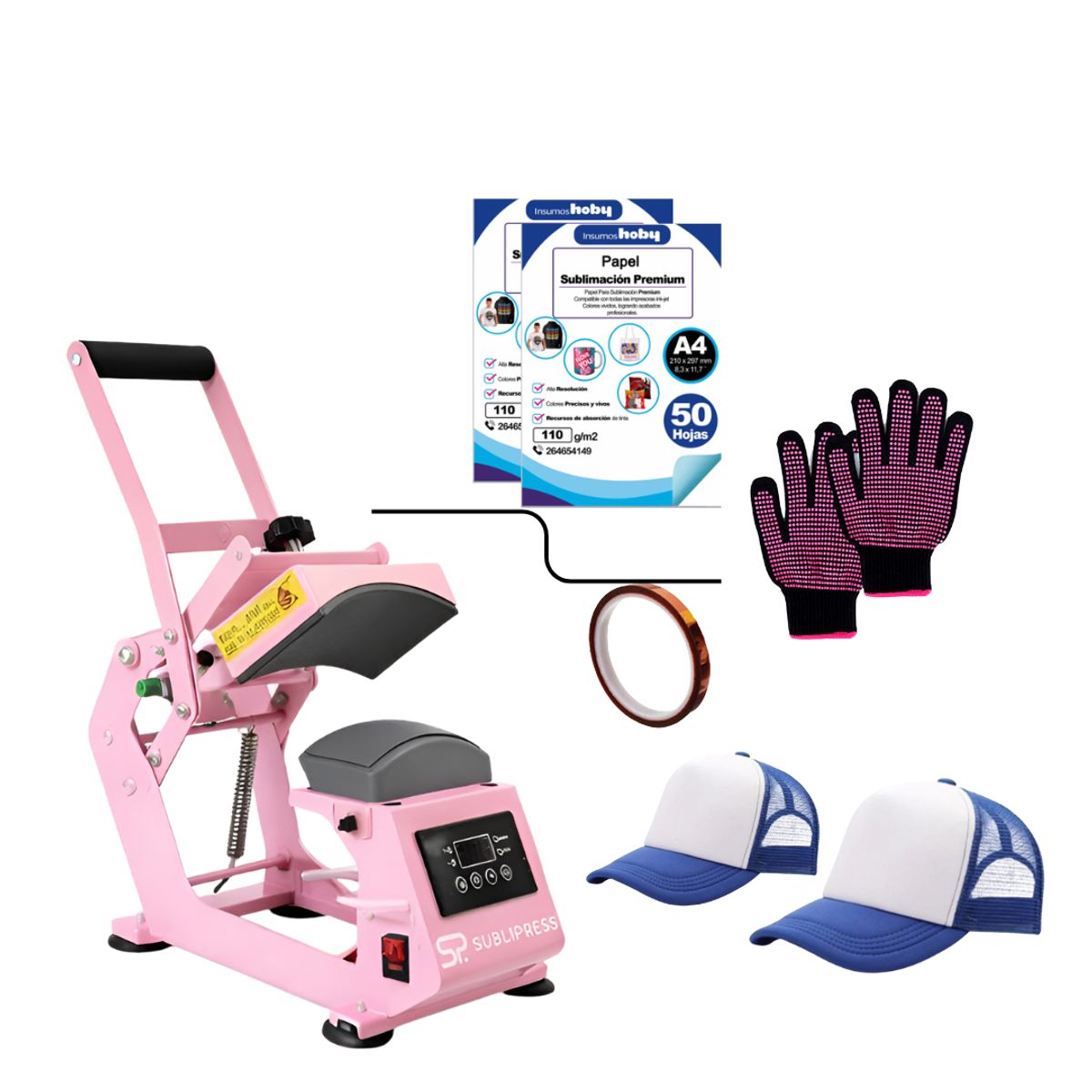 GENERICO - Estampadora de gorros Sublipress Kit insumos  K277