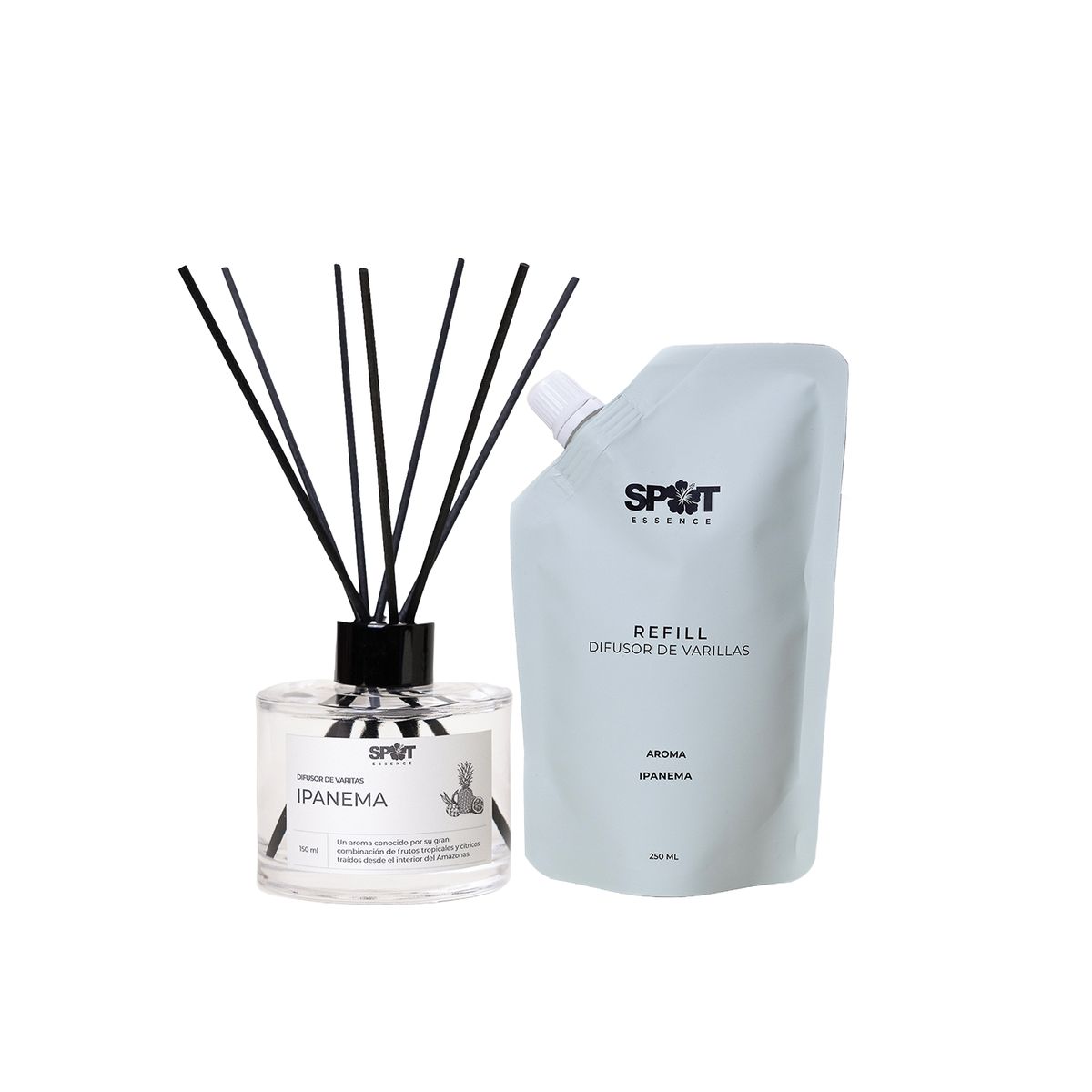 SPOT ESSENCE - Pack Difusor de Varillas + Refill 250ml Ipanema Spot Essence