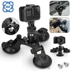 SHOOT - Ventosa Triple con Cabezal 360° para Cámaras Gopro y Otras
