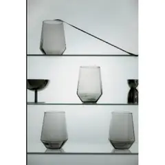 CRISTAR - 6 Vasos Altos De Vidrio Para Cóctel Bebidas Elemental 519cc Gris Oscuro