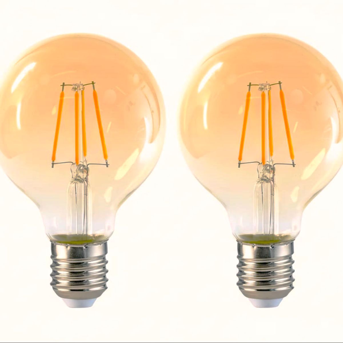 MEGABRIGHT - Pack 2 Ampolleta LED G95 Yellow Glass E27 6W VINTAGE