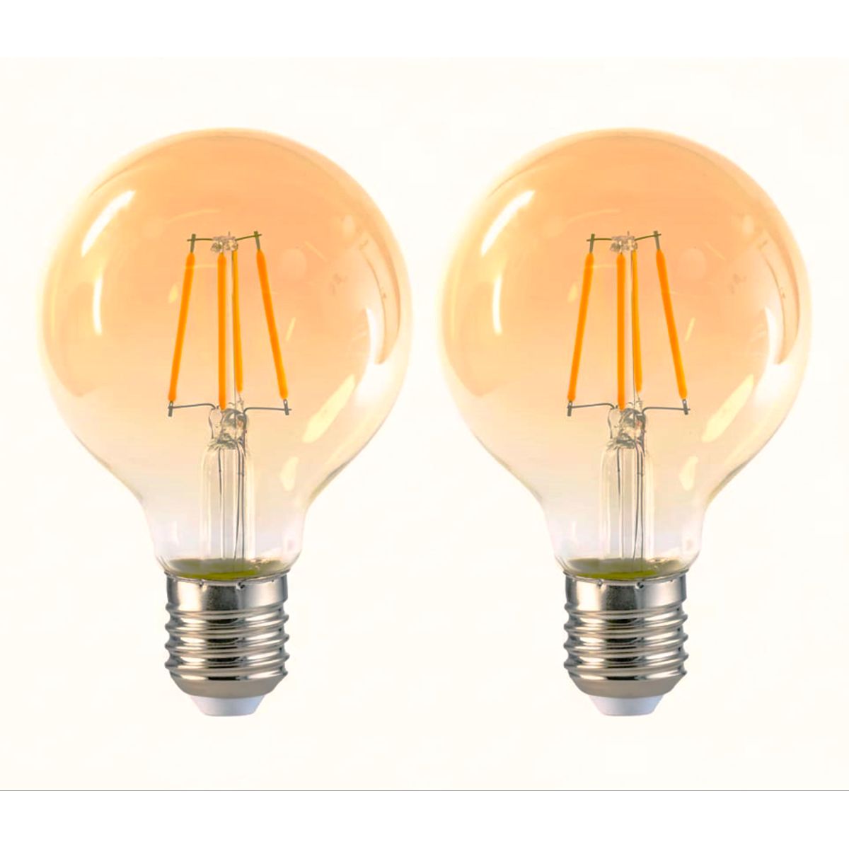 MEGABRIGHT - Pack 2 Ampolleta LED G95 Yellow Glass E27 6W VINTAGE