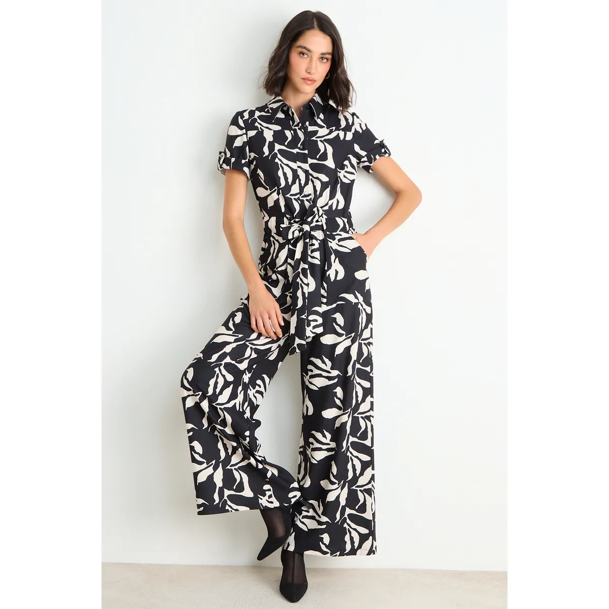 ASH - Enterito Print Tipo Palazzo Mujer Negro Ash