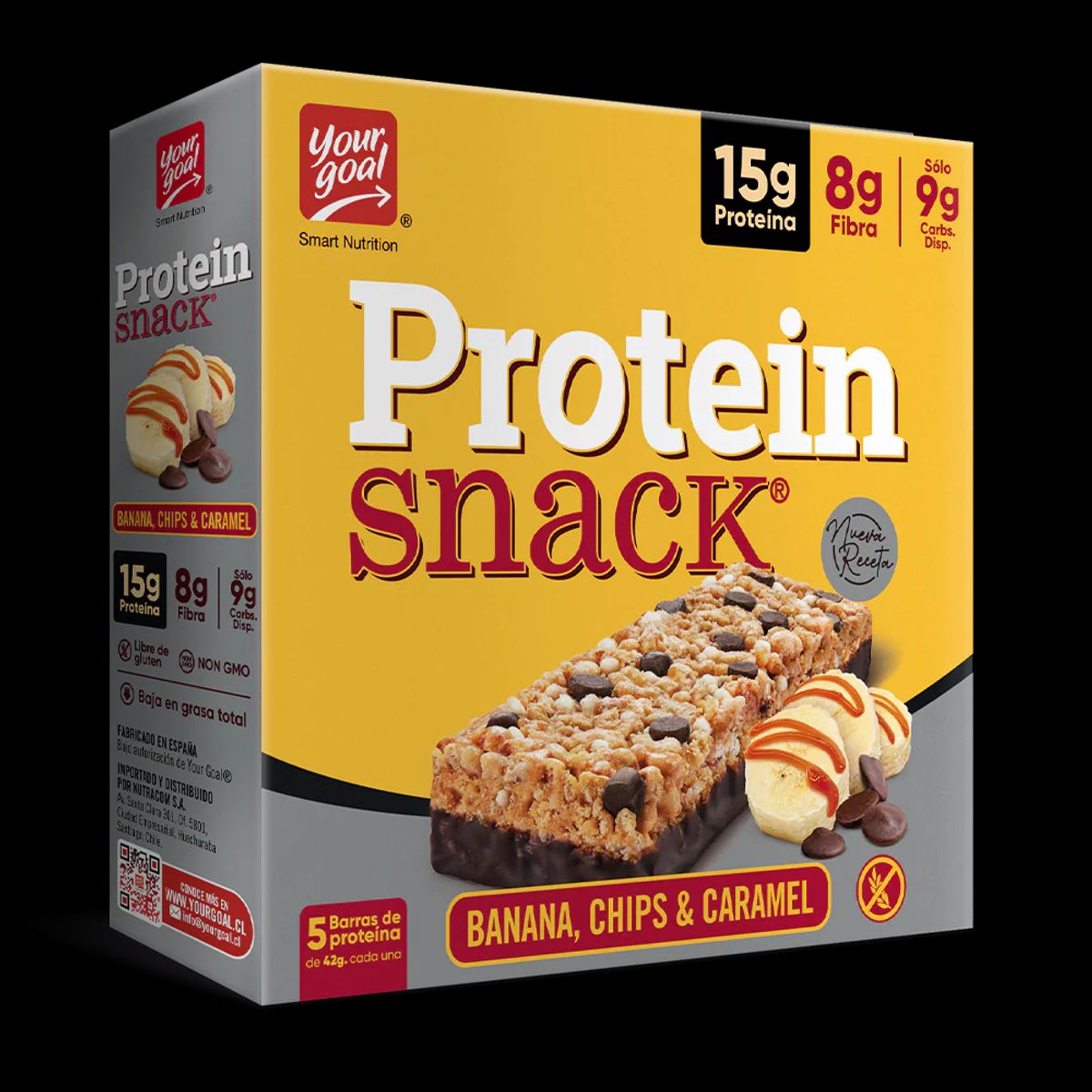 YOUR GOAL - Barra de proteina Yourgoal Protein Snack - Banana Chips Caramel 5 unidades