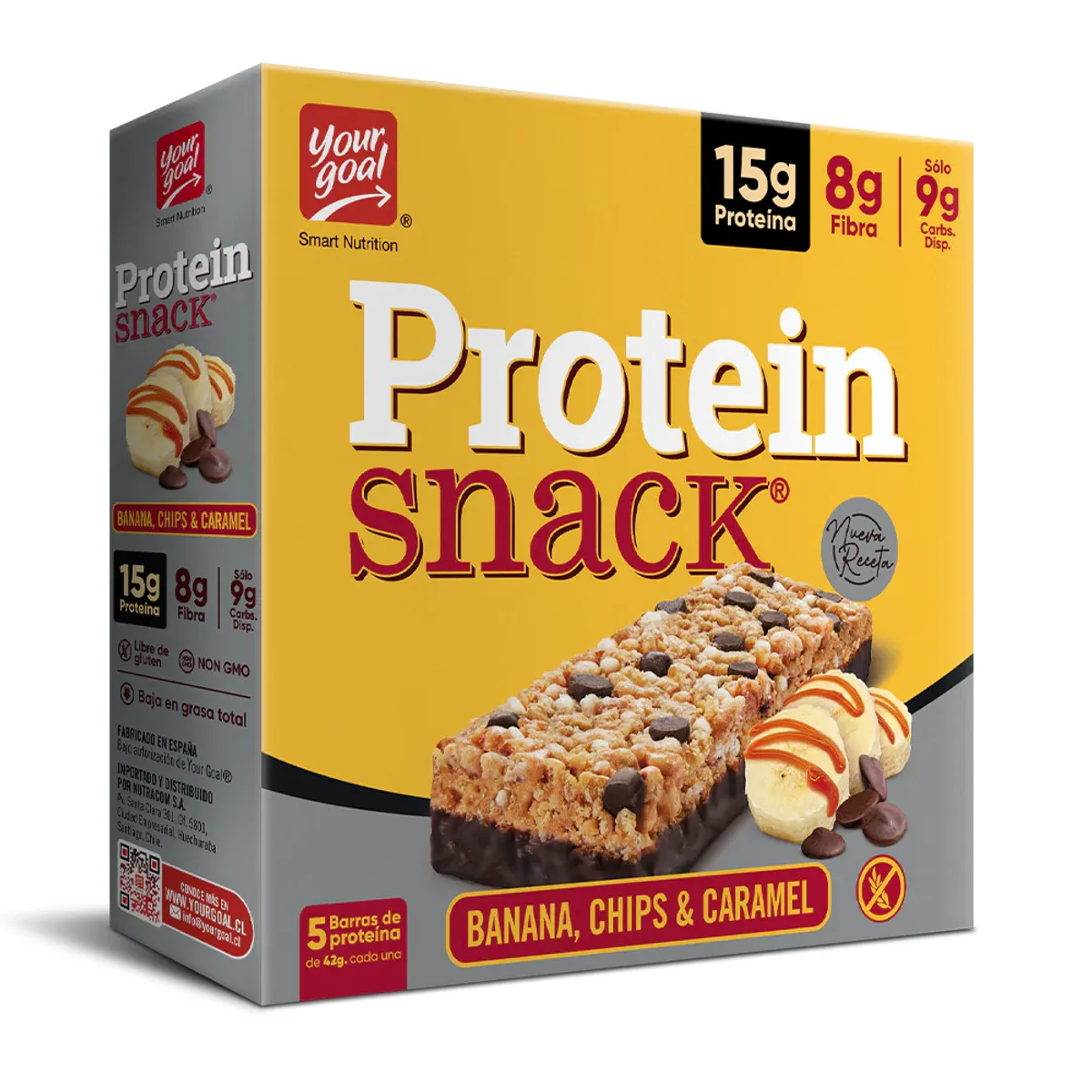 YOUR GOAL - Barra de proteina Yourgoal Protein Snack - Banana Chips Caramel 5 unidades