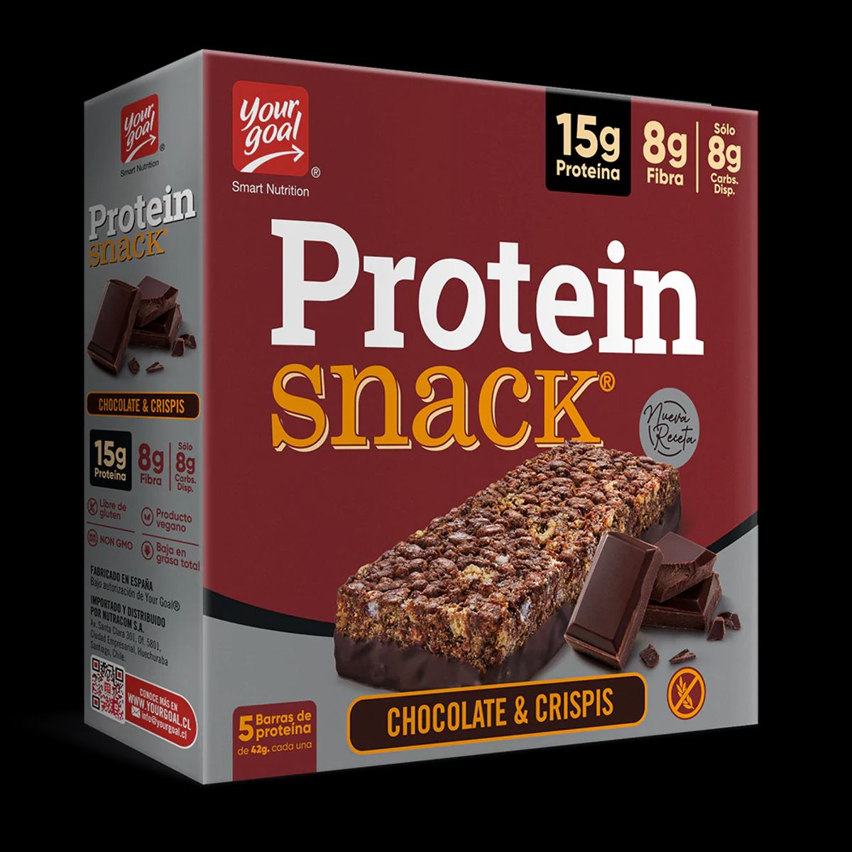 YOUR GOAL - Barra de proteina Yourgoal Protein Snack - Chocolate & Crispis 5 unidades