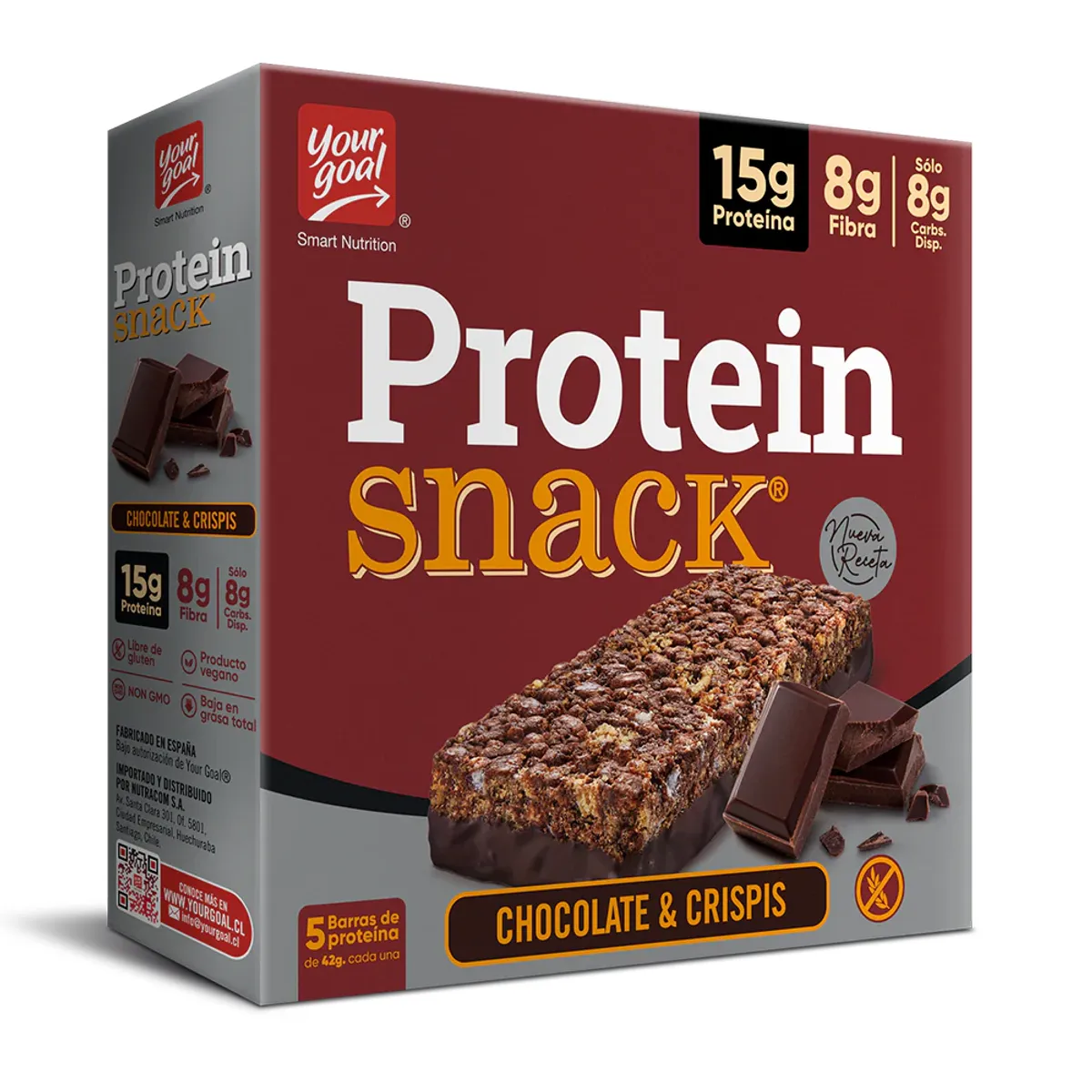 YOUR GOAL - Barra de proteina Yourgoal Protein Snack - Chocolate & Crispis 5 unidades