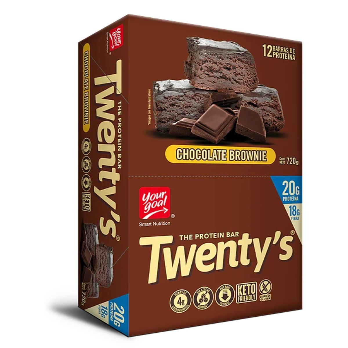 YOUR GOAL - Barra de proteina Yourgoal - Twenty Chocolate Brownie 12 unidades