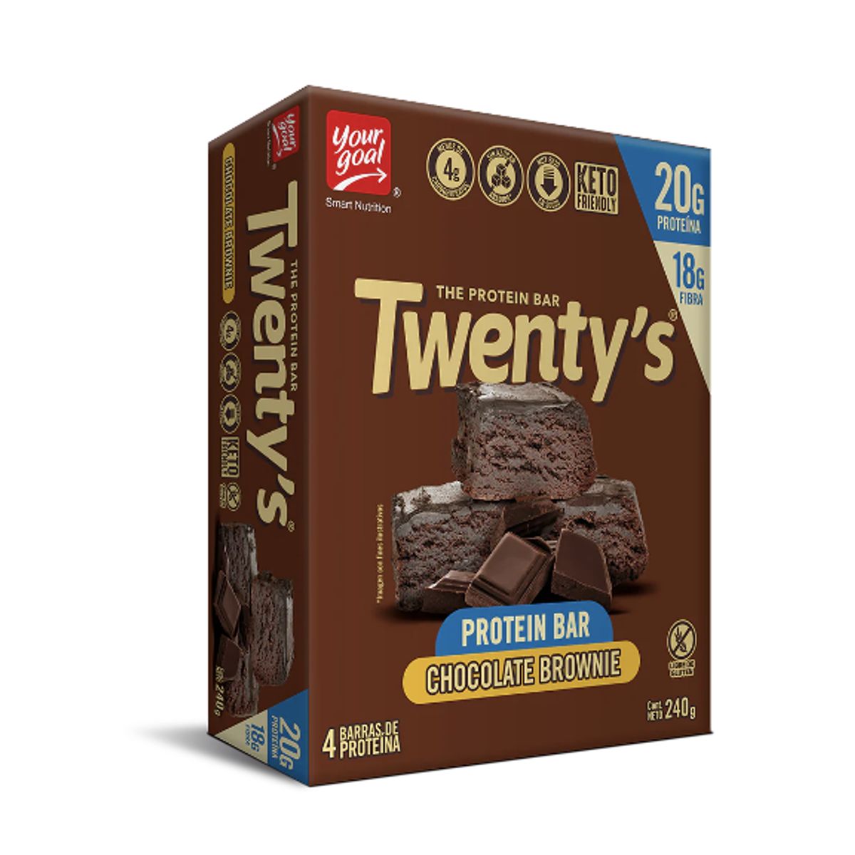 YOUR GOAL - Barra de proteina Yourgoal - Twenty Chocolate Brownie 4 unidades