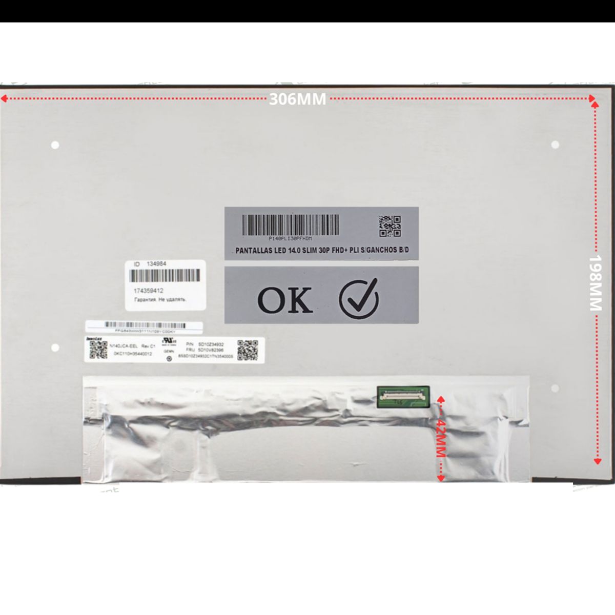 GENERICO - PANTALLAS LED 14.0 SLIM 30P FHD+ PLI S/GANCHOS B/D