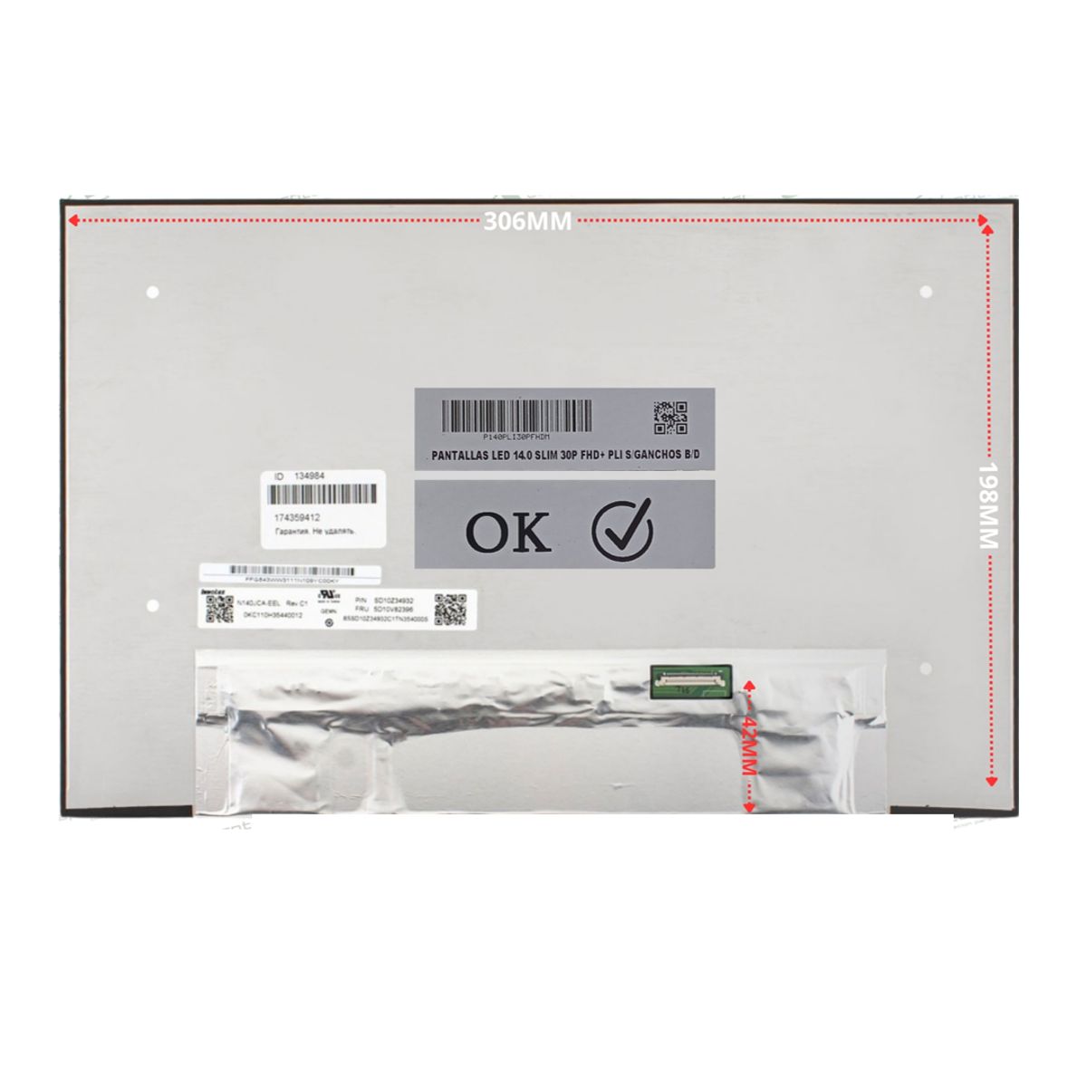 GENERICO - PANTALLAS LED 14.0 SLIM 30P FHD+ PLI S/GANCHOS B/D