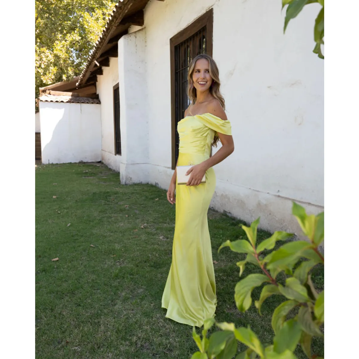 MI PLACARD - Vestido De Fiesta Catalina Satín Verde Limón
