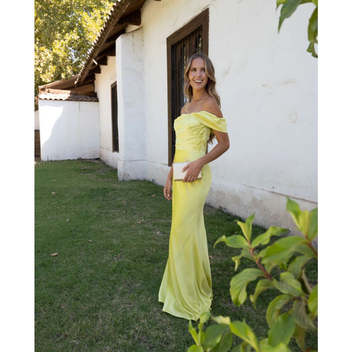 MI PLACARD - Vestido De Fiesta Catalina Satín Verde Limón