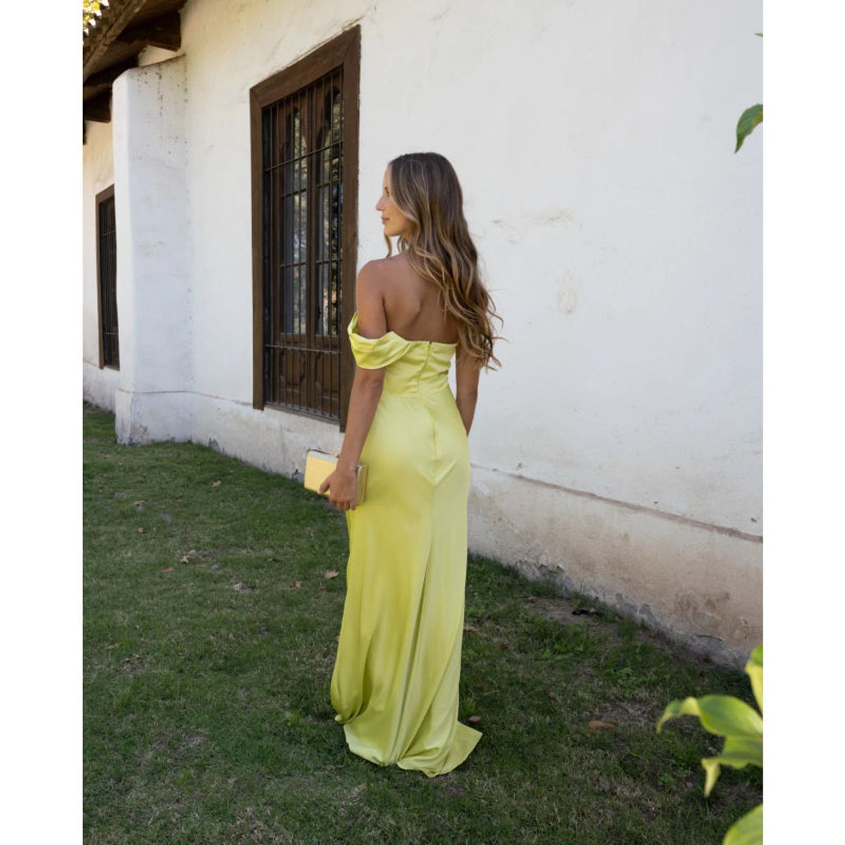 MI PLACARD - Vestido De Fiesta Catalina Satín Verde Limón