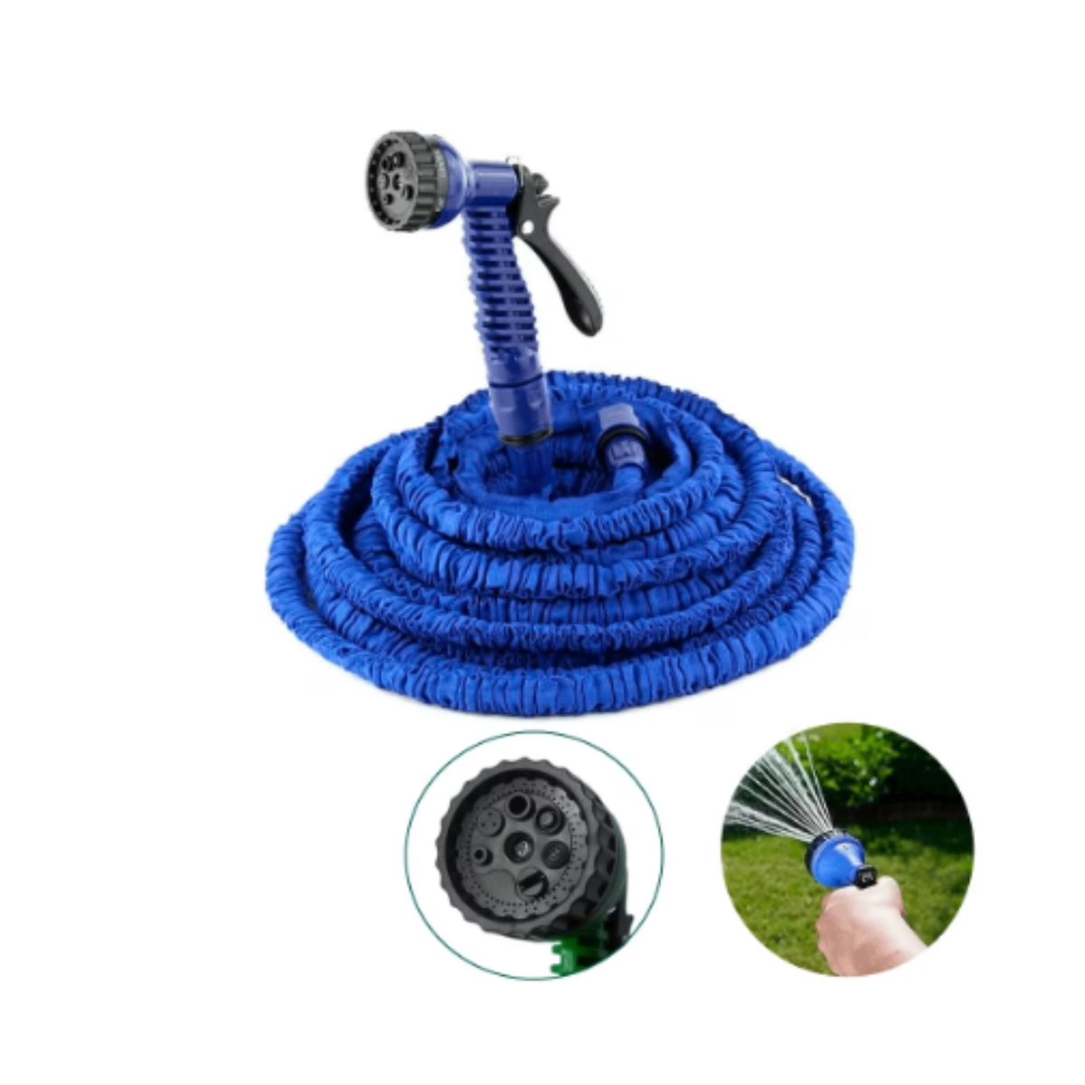 GENERICO - Manguera Retractil Expandible Jardin Agua Jardineria 15 Mts Azul