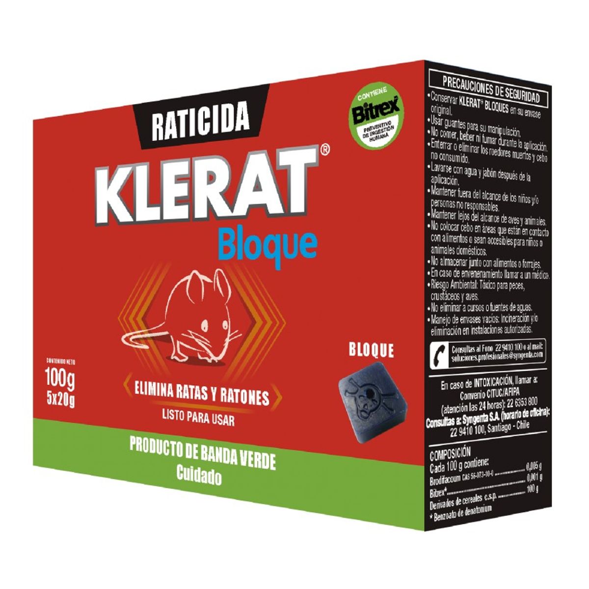 Raticida en Bloque 100g Klerat, marca KLERAT - Foto Principal