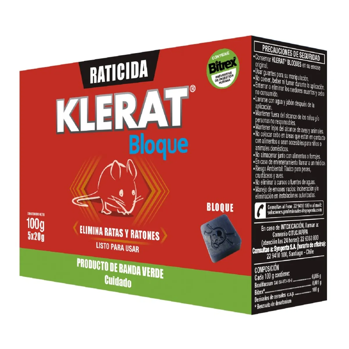 Raticida en Bloque 100g Klerat, marca KLERAT - Foto Principal