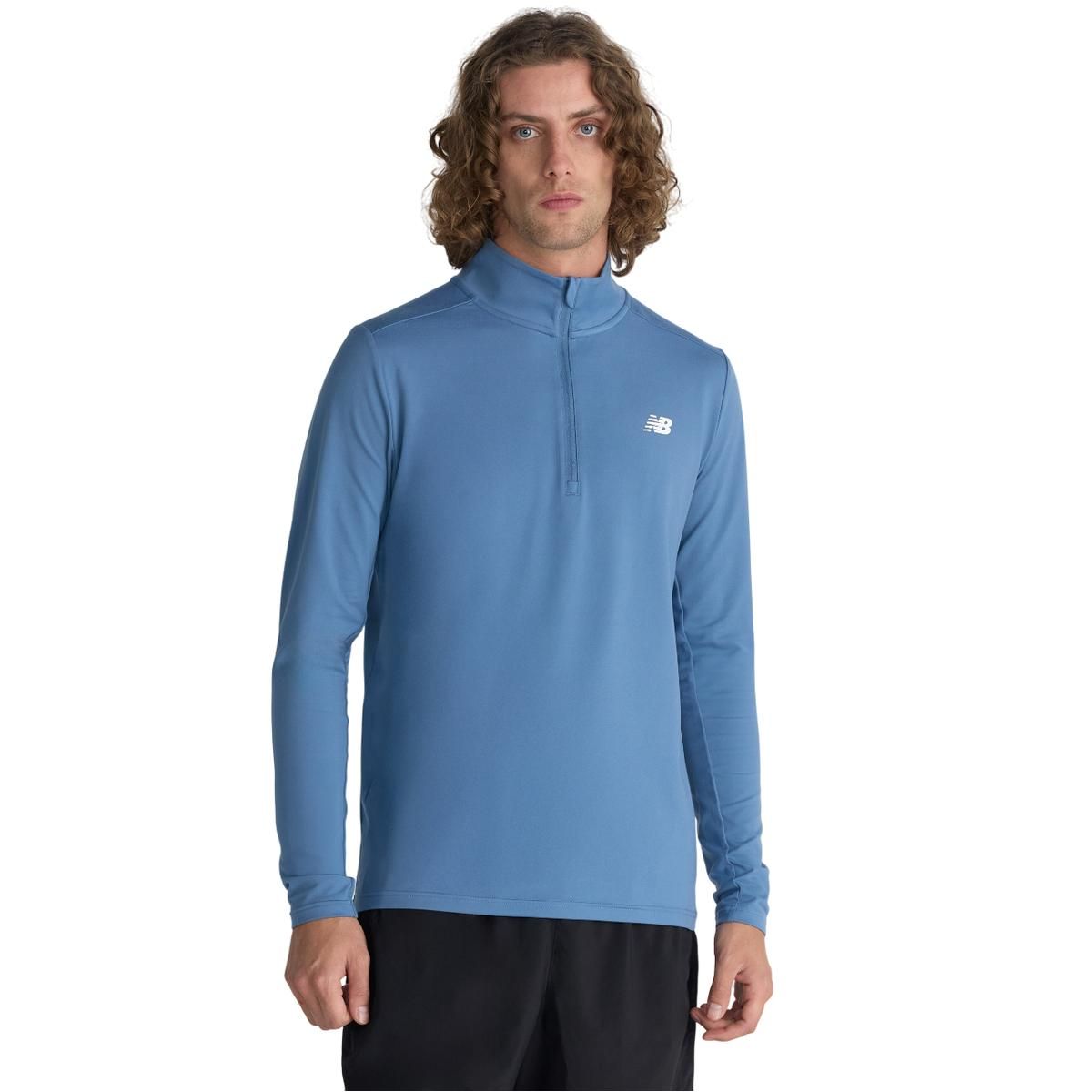 NEW BALANCE - Poleron Hombre New Balance Space Dye 1/4 Celeste