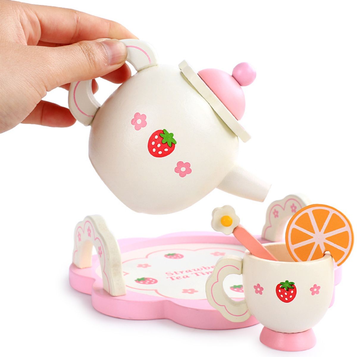 ABC - Set de Té y Café Infantil de Madera Diseño Fresa