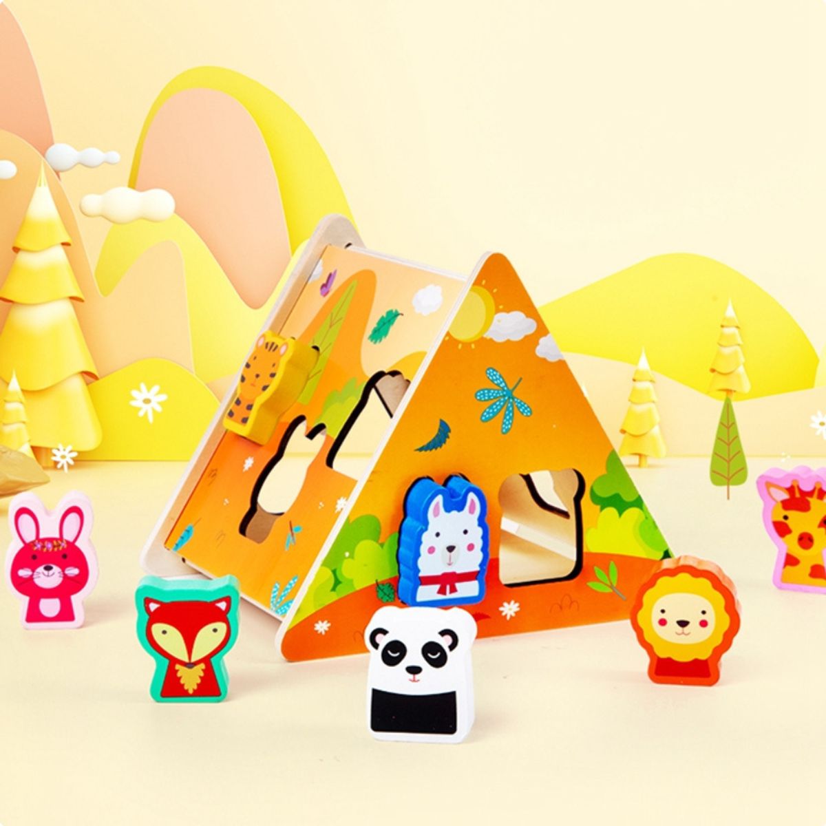 ABC - Juego de Encaje de Animales de Madera Clasificación por Formas