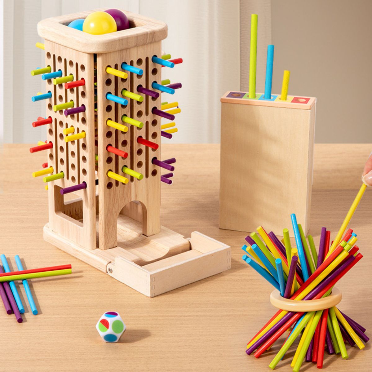 ABC - Juego Didáctico de Palitos y Bolas de Madera Torre de Clasificación