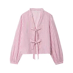 VELVET - Camisa Lazos Valeria Celeste