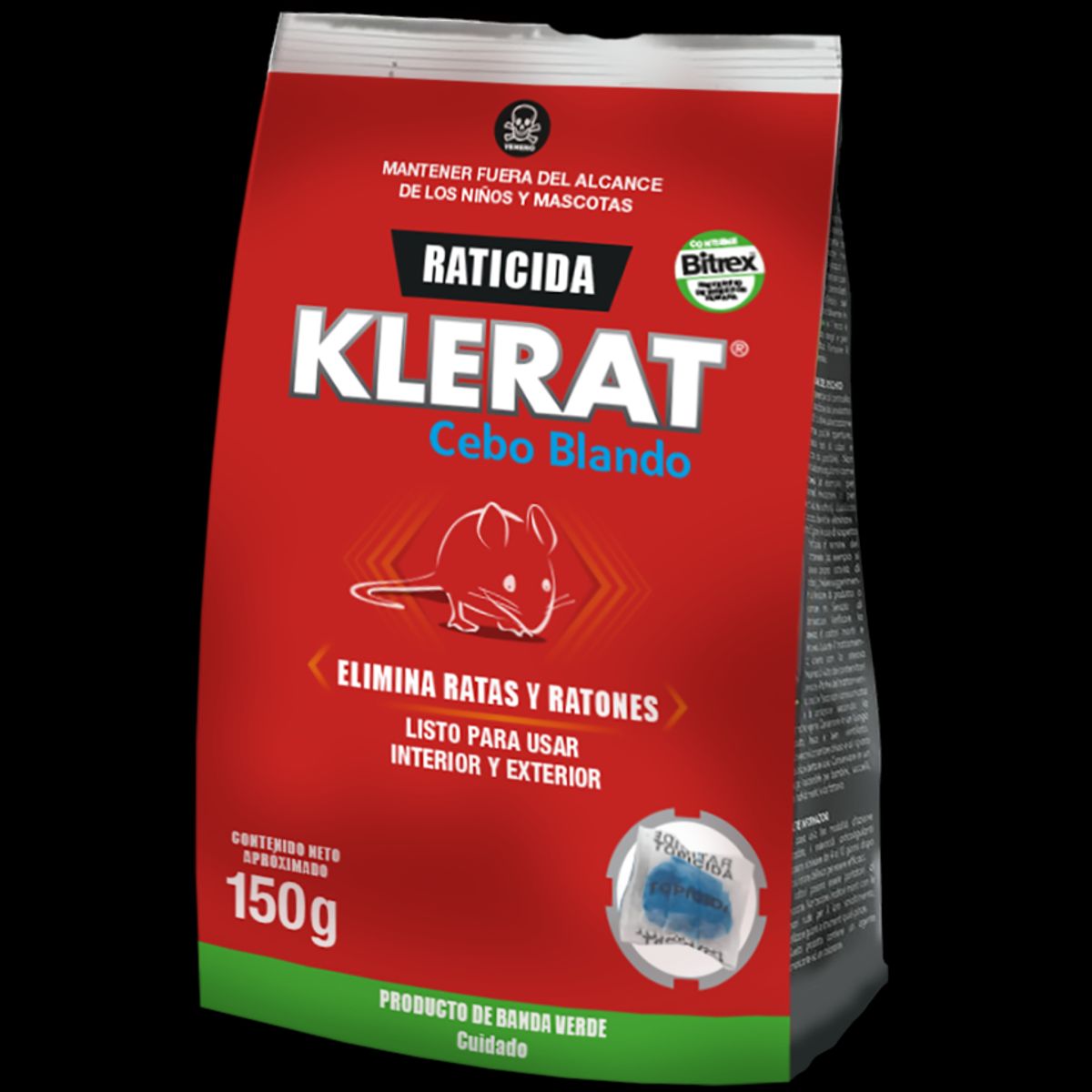 KLERAT - Veneno Cebo Blando Ratas y Ratones Klerat 150g Raticida Anticoagulante