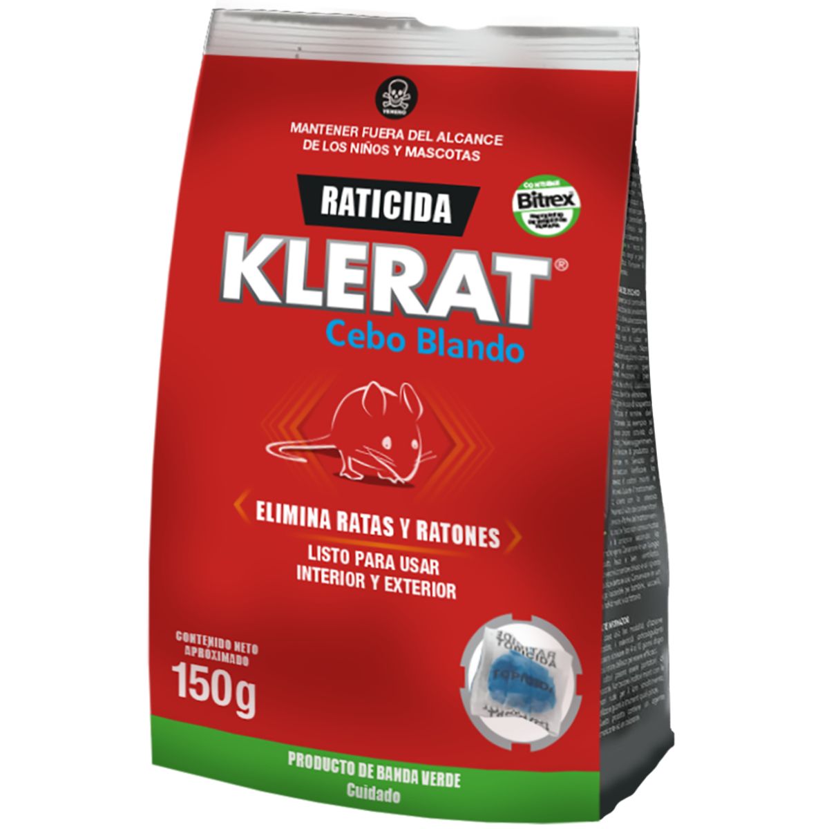 KLERAT - Veneno Cebo Blando Ratas y Ratones Klerat 150g Raticida Anticoagulante