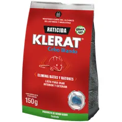 KLERAT - Raticida Cebo Blando Ratas y Ratones 150g Raticida Anticoagulante