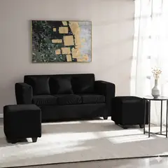 DECO OUTLET - Living Kansas 3 cuerpos + 2 Pouf Felpa