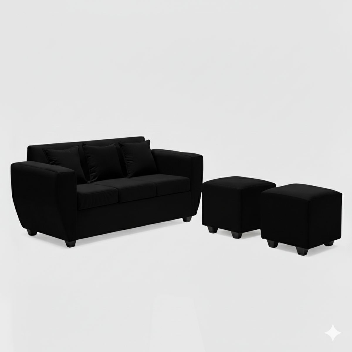 DECO OUTLET - Living Kansas 3 cuerpos + 2 Pouf Felpa