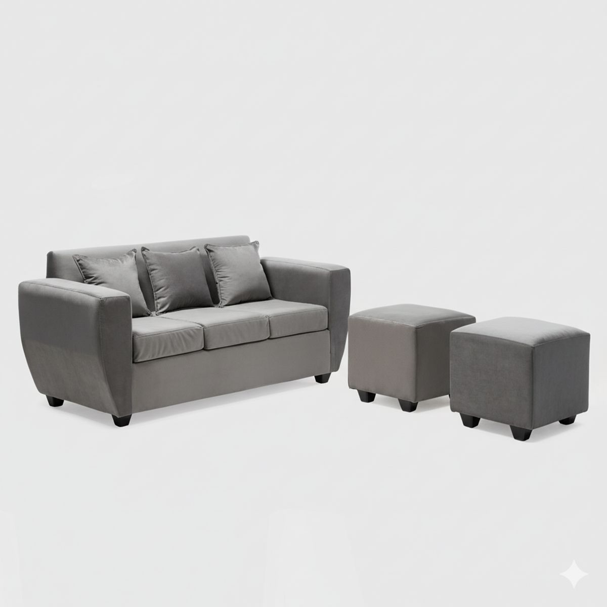 DECO OUTLET - Living Kansas 3 cuerpos + 2 Pouf Felpa